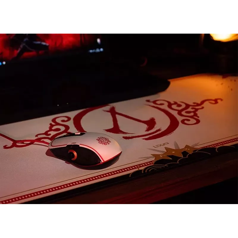 Lexip X Ubisoft - Assassin's Creed - Shadows rato, destro, ótico, USB Type-A, 12000 DPI, preto, dourado, vermelho, branco