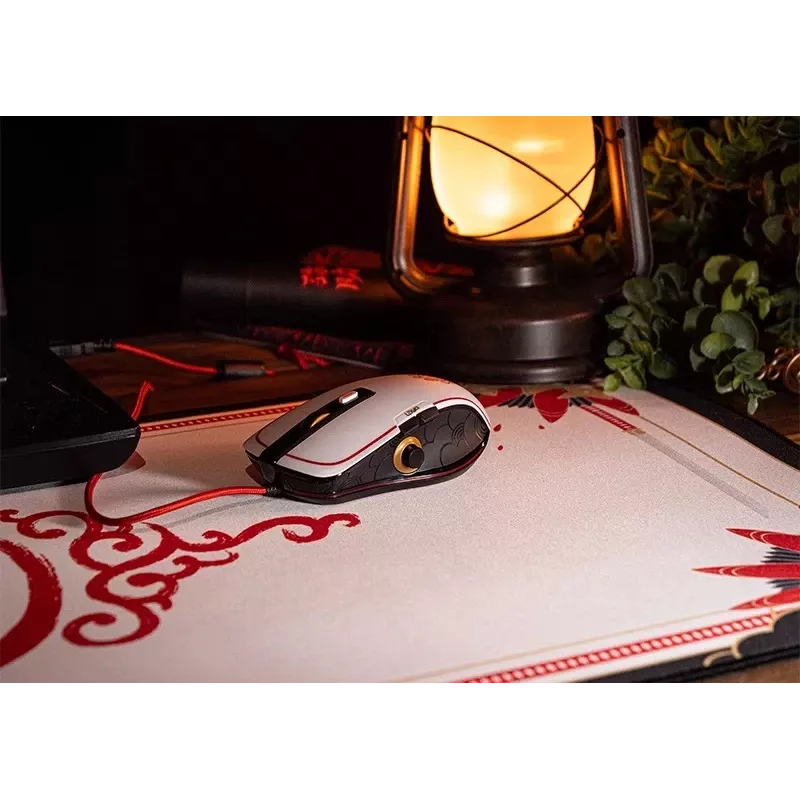 Lexip X Ubisoft - Assassin's Creed - Shadows rato, destro, ótico, USB Type-A, 12000 DPI, preto, dourado, vermelho, branco