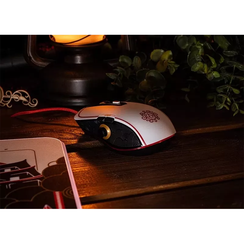 Lexip X Ubisoft - Assassin's Creed - Shadows rato, destro, ótico, USB Type-A, 12000 DPI, preto, dourado, vermelho, branco