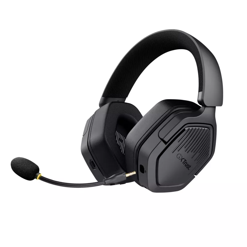 Headset Trust GXT 493 Carus com fios e sem fios arco de cabeça, capacete gaming USB Type-C / USB Type-A Bluetooth preto