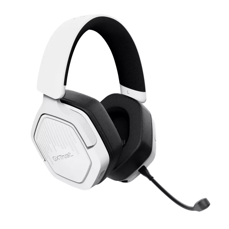 Headset Trust GXT 493W Carus com fios e sem fios arco de cabeça, capacete gaming USB Type-C / USB Type-A Bluetooth branco