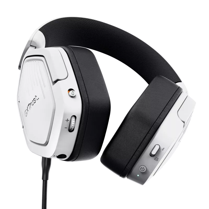 Headset Trust GXT 493W Carus com fios e sem fios arco de cabeça, capacete gaming USB Type-C / USB Type-A Bluetooth branco