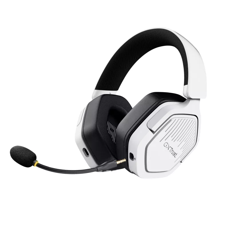 Headset Trust GXT 493W Carus com fios e sem fios arco de cabeça, capacete gaming USB Type-C / USB Type-A Bluetooth branco