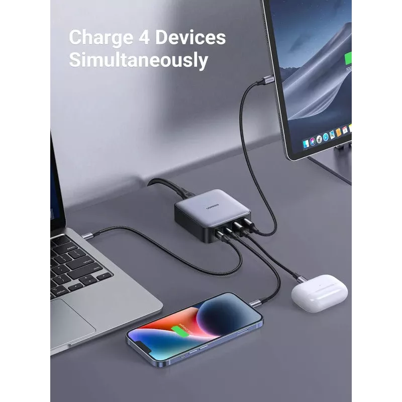 Ugreen Nexode carregador rápido de secretária 65 W, 2x USB-A + 2x USB-C (90747)