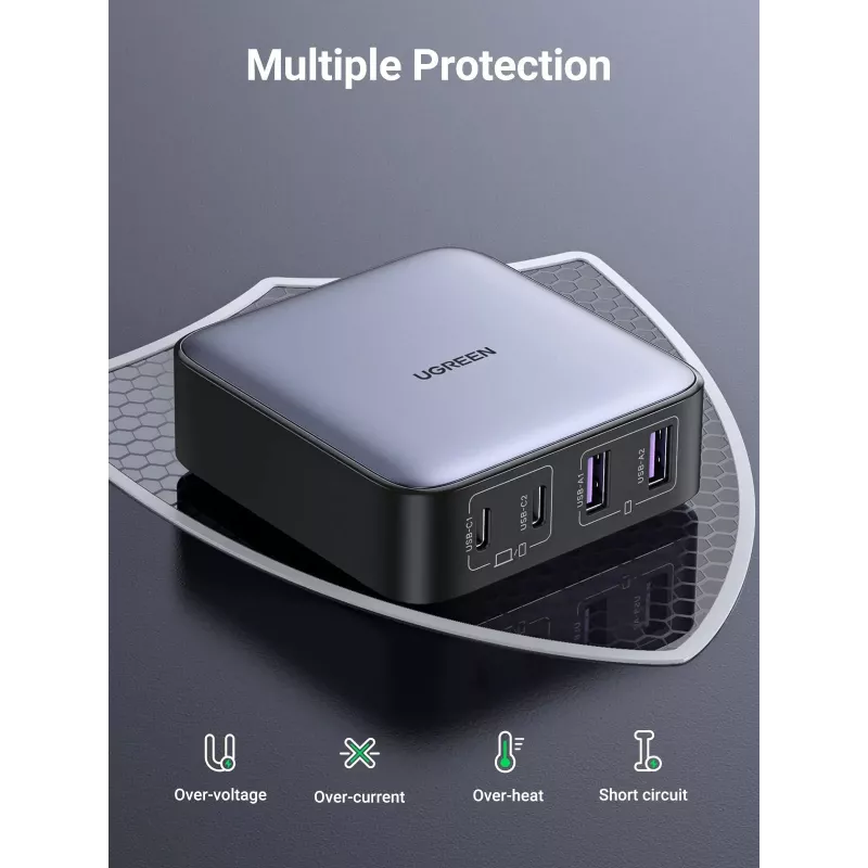 Ugreen Nexode carregador rápido de secretária 65 W, 2x USB-A + 2x USB-C (90747)