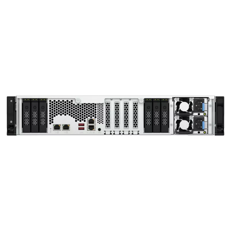 QNAP TS-H3077AFU-R7-64G NAS/servidor de armazenamento Rack (2U) AMD Ryzen™ 5 64 GB DDR5 0 TB QuTS hero Black, metálico