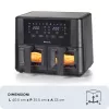 Ariete 4631 fritadeira de ar quente dupla 9L, 2400W, capacidade total 9L, 11 programas, multifunções, até 3,6 kg de alimentos fritos temperatura até 200°C, cesto duplo, preto