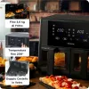Ariete 4631 fritadeira de ar quente dupla 9L, 2400W, capacidade total 9L, 11 programas, multifunções, até 3,6 kg de alimentos fritos temperatura até 200°C, cesto duplo, preto