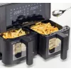 Ariete 4631 fritadeira de ar quente dupla 9L, 2400W, capacidade total 9L, 11 programas, multifunções, até 3,6 kg de alimentos fritos temperatura até 200°C, cesto duplo, preto