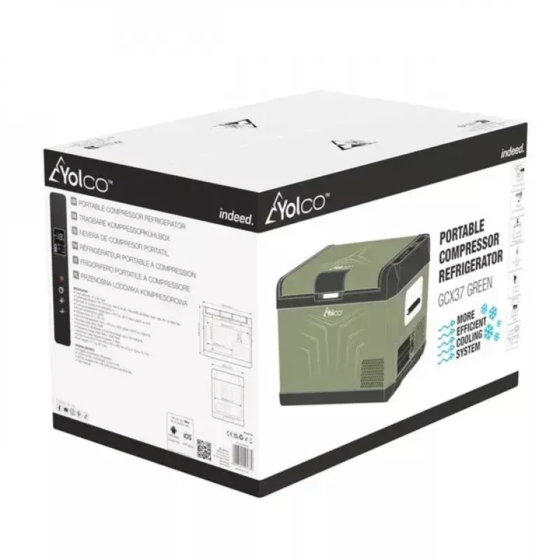 Frigorífico portátil com compressor Yolco GCX47 verde 47L de capacidade energeticamente eficiente