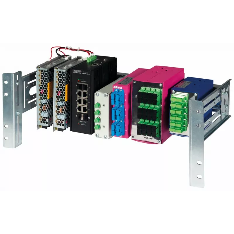 Equip EZR-DIN-4 módulo para calha DIN de 19 polegadas 2U, RAL 7035