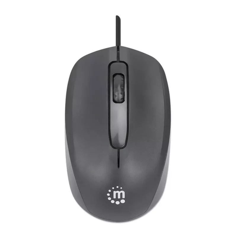 Rato com fio Manhattan Comfort II USB, preto, 1000 dpi, USB-A, ótico, ambidestro, portátil/compacto, três botões com roda de deslocamento, três anos de garantia