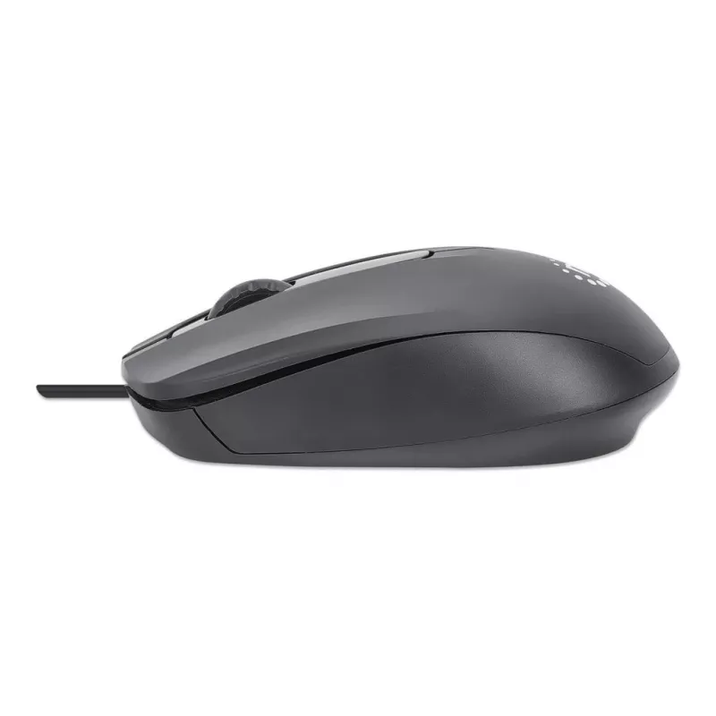 Rato com fio Manhattan Comfort II USB, preto, 1000 dpi, USB-A, ótico, ambidestro, portátil/compacto, três botões com roda de deslocamento, três anos de garantia