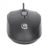 Rato com fio Manhattan Comfort II USB, preto, 1000 dpi, USB-A, ótico, ambidestro, portátil/compacto, três botões com roda de deslocamento, três anos de garantia