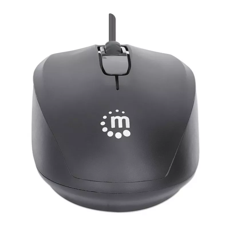 Rato com fio Manhattan Comfort II USB, preto, 1000 dpi, USB-A, ótico, ambidestro, portátil/compacto, três botões com roda de deslocamento, três anos de garantia