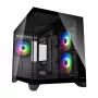 Caixa de PC mini-torre Cougar FV150 ARGB — preto, suporta 2x ventoinhas laterais de 120/140 mm, 1x de 120 mm traseira, HDD 2,5 polegadas/3,5 polegadas, 285×435×365 mm
