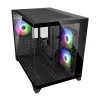 Caixa de PC mini-torre Cougar FV150 ARGB — preto, suporta 2x ventoinhas laterais de 120/140 mm, 1x de 120 mm traseira, HDD 2,5 polegadas/3,5 polegadas, 285×435×365 mm