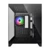 Caixa de PC mini-torre Cougar FV150 ARGB — preto, suporta 2x ventoinhas laterais de 120/140 mm, 1x de 120 mm traseira, HDD 2,5 polegadas/3,5 polegadas, 285×435×365 mm