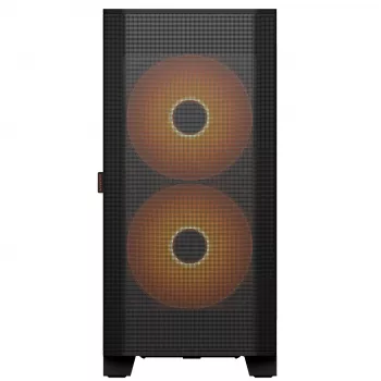 Caixa de PC midi tower Cougar Airface FLO ARGB, preto — suporta 2x 180 mm à frente, 1x 120 mm atrás, unidades de 2,5/3,5 polegadas, 240×480×509 mm