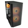 Caixa de PC midi tower Cougar Airface FLO ARGB, preto — suporta 2x 180 mm à frente, 1x 120 mm atrás, unidades de 2,5/3,5 polegadas, 240×480×509 mm