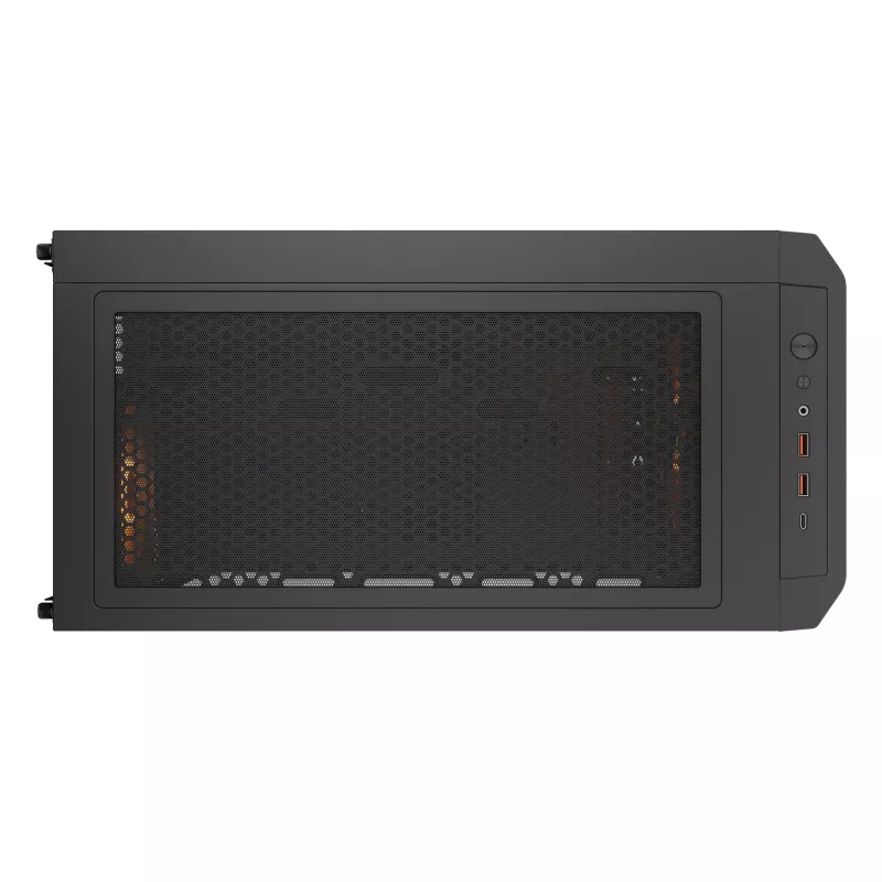 Caixa de PC midi tower Cougar Airface FLO ARGB, preto — suporta 2x 180 mm à frente, 1x 120 mm atrás, unidades de 2,5/3,5 polegadas, 240×480×509 mm