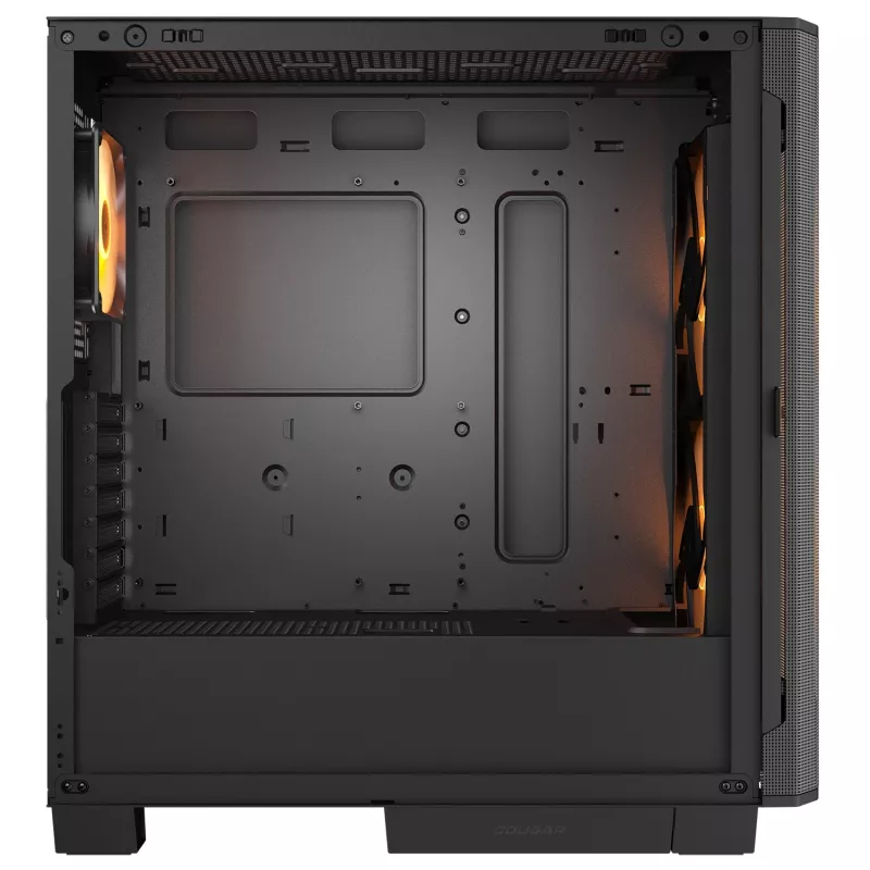 Caixa de PC midi tower Cougar Airface FLO ARGB, preto — suporta 2x 180 mm à frente, 1x 120 mm atrás, unidades de 2,5/3,5 polegadas, 240×480×509 mm