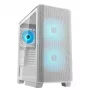 Caixa de PC midi tower COUGAR Airface FLO ARGB branco — 2x180 mm à frente, 1x120 mm atrás, suporta HDD de 2,5 polegadas/3,5 polegadas, 240×480×509 mm