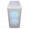 Caixa de PC midi tower COUGAR Airface FLO ARGB branco — 2x180 mm à frente, 1x120 mm atrás, suporta HDD de 2,5 polegadas/3,5 polegadas, 240×480×509 mm