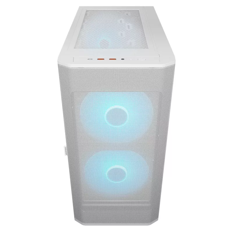 Caixa de PC midi tower COUGAR Airface FLO ARGB branco — 2x180 mm à frente, 1x120 mm atrás, suporta HDD de 2,5 polegadas/3,5 polegadas, 240×480×509 mm