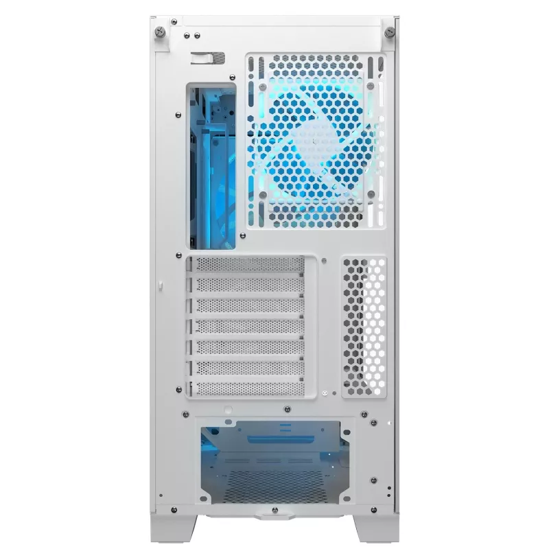Caixa de PC midi tower COUGAR Airface FLO ARGB branco — 2x180 mm à frente, 1x120 mm atrás, suporta HDD de 2,5 polegadas/3,5 polegadas, 240×480×509 mm
