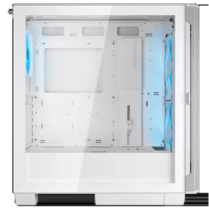 Caixa de PC midi tower COUGAR Airface FLO ARGB branco — 2x180 mm à frente, 1x120 mm atrás, suporta HDD de 2,5 polegadas/3,5 polegadas, 240×480×509 mm
