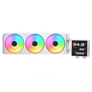 Refrigeração líquida all-in-one para CPU Cougar Poseidon Vistek Pro 360 – ventoinha de 120 mm, ARGB, branco