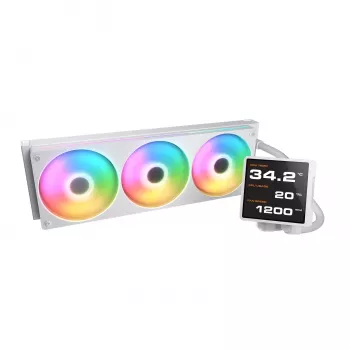 Refrigeração líquida all-in-one para CPU Cougar Poseidon Vistek Pro 360 – ventoinha de 120 mm, ARGB, branco