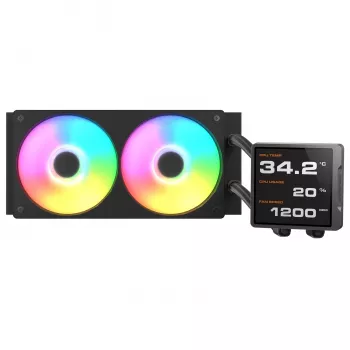Refrigeração líquida all-in-one para CPU Cougar Poseidon Vistek Pro 240, ARGB, ventoinha de 120 mm, 700–2500 RPM, preto