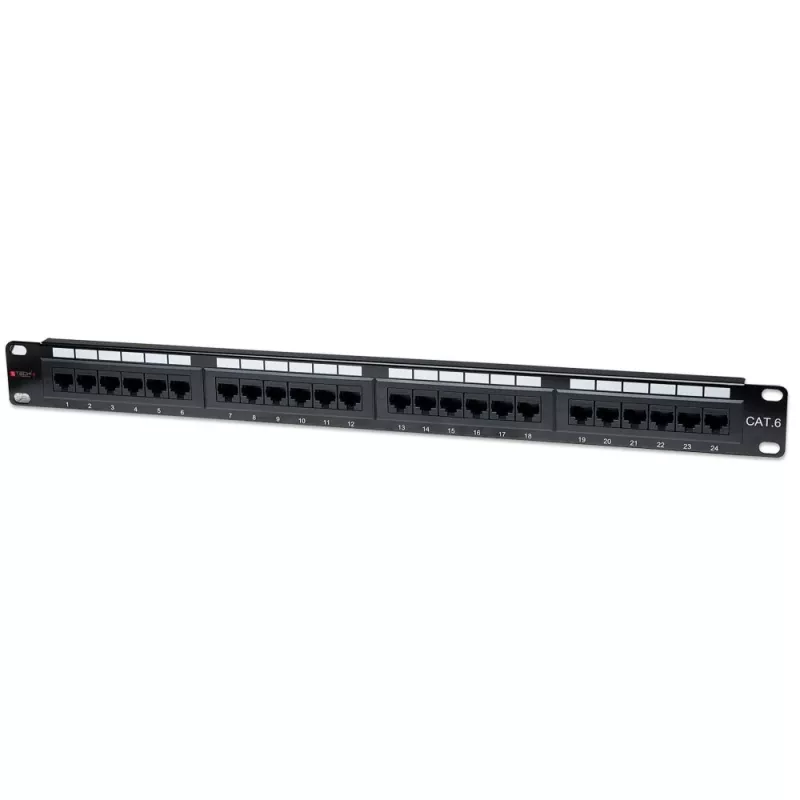 Patch panel Techly UTP 24 portas RJ45 Cat.6 I-PP 24-RU-C6T, IEEE 802.3, IEEE 802.3ab, IEEE 802.3u, 10/100/1000Base-T(X), Fast Ethernet, Gigabit Ethernet, 1000 Mbit/s, RJ-45, dourado