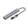 Conceptronic HUBBIES20GP hub USB 3.0 de 7 portas com fonte de alimentação, 5Gbps, USB-C x 3, USB-A x 4