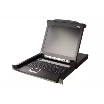 Consola de rack Secomp CL5708MW 17,3 polegadas (43,9 cm) LCD 1920×1080, teclado e rato USB/PS/2, VGA, 1U, preto