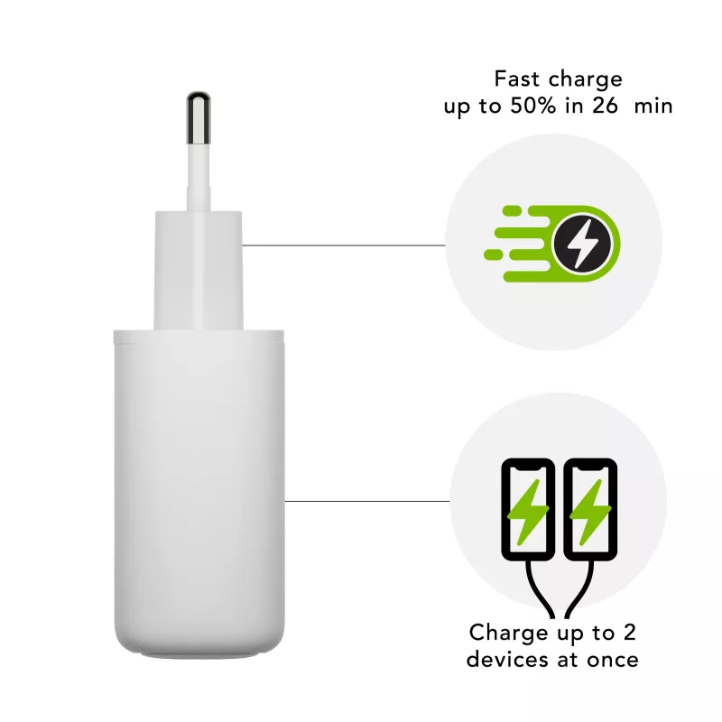 dbramante1928 re-charge Pro - Carregador de parede EU 2x USB-C 20W - W