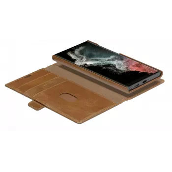 Capa folio dbramante1928 Lynge para Samsung Galaxy S22 Ultra, tan, suporta ecrãs até 17,3 cm (6,8 polegadas), suporte de mesa