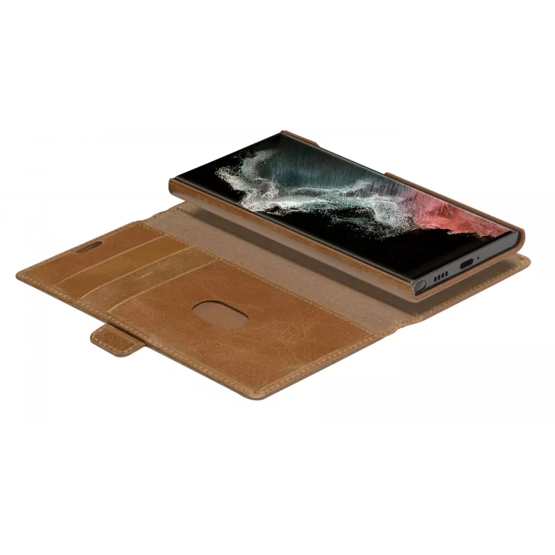 Capa folio dbramante1928 Lynge para Samsung Galaxy S22 Ultra, tan, suporta ecrãs até 17,3 cm (6,8 polegadas), suporte de mesa