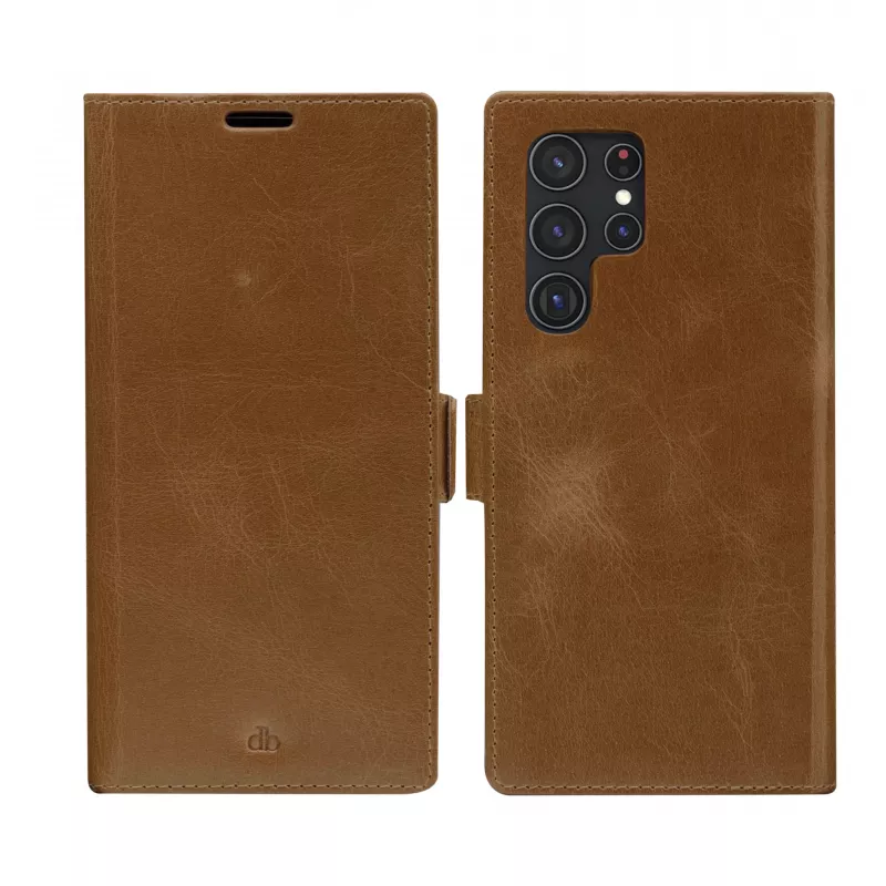 Capa folio dbramante1928 Lynge para Samsung Galaxy S22 Ultra, tan, suporta ecrãs até 17,3 cm (6,8 polegadas), suporte de mesa