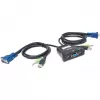 Comutador KVM Manhattan Mini 2 portas, 2x USB-A, cabo incluído, suporte de áudio, controlo de 2 computadores através de um teclado/rato/ecrã, preto, garantia vitalícia, embalado