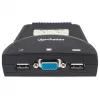Comutador KVM Manhattan Mini 2 portas, 2x USB-A, cabo incluído, suporte de áudio, controlo de 2 computadores através de um teclado/rato/ecrã, preto, garantia vitalícia, embalado