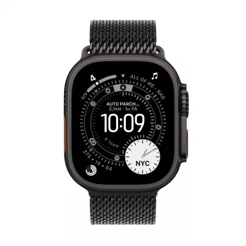 Smartwatch Apple Watch Ultra 3 GPS + Cellular 49mm caixa de titânio preto com bracelete Milanese Loop de titânio preto (Small)