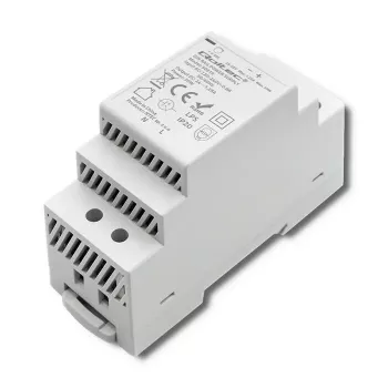 Fonte de alimentação para calha DIN QOLTEC 30W 24V 1,25A cinzento