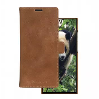 Capa tipo carteira dbramante1928 Lynge para Samsung Galaxy S23 Ultra, tan, 3 compartimentos para cartões, compatível com ecrã 17,3 cm (6,8