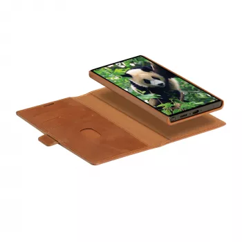 Capa tipo carteira dbramante1928 Lynge para Samsung Galaxy S23 Ultra, tan, 3 compartimentos para cartões, compatível com ecrã 17,3 cm (6,8
