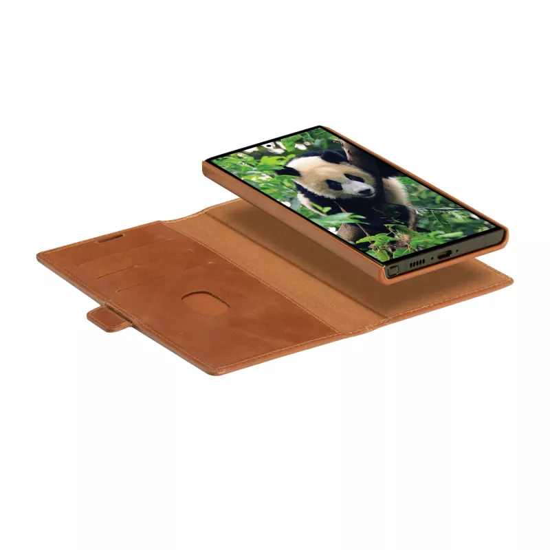 Capa tipo carteira dbramante1928 Lynge para Samsung Galaxy S23 Ultra, tan, 3 compartimentos para cartões, compatível com ecrã 17,3 cm (6,8