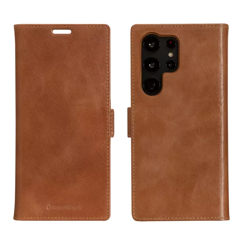 Capa tipo carteira dbramante1928 Lynge para Samsung Galaxy S23 Ultra, tan, 3 compartimentos para cartões, compatível com ecrã 17,3 cm (6,8