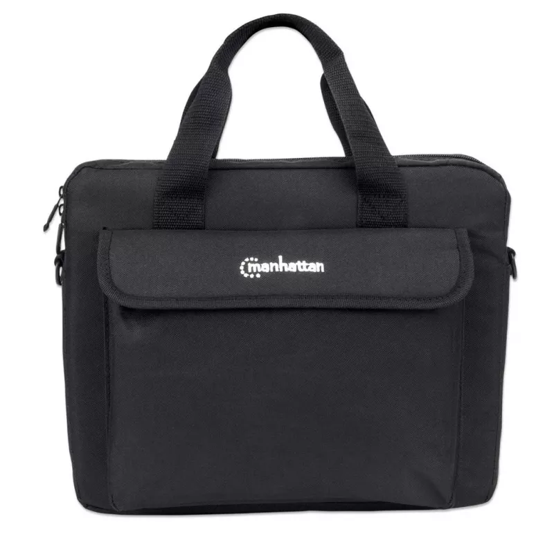 Manhattan London Mala para portátil 12,5 polegadas, Top-Loader, Preto, LOW COST, compartimento para acessórios, alça de ombro (amovível), mala para portátil, três anos de garantia